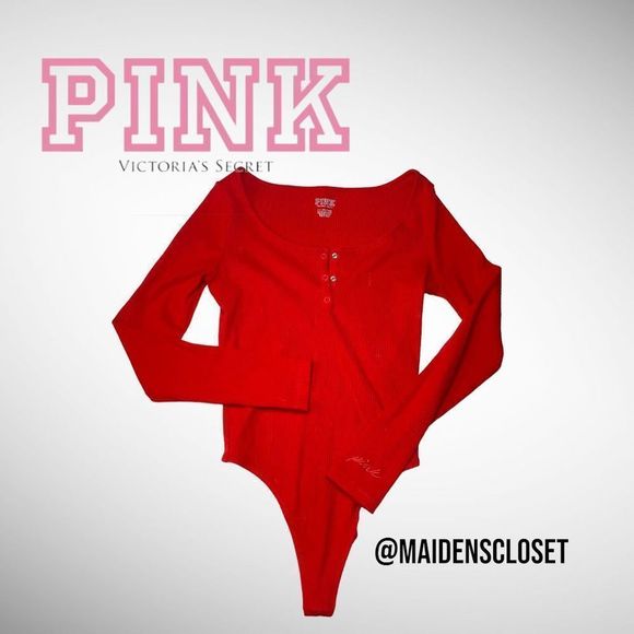 Victoria Secret PINK Ribbed Button-Up Bodysuit - Picture 2 of 10